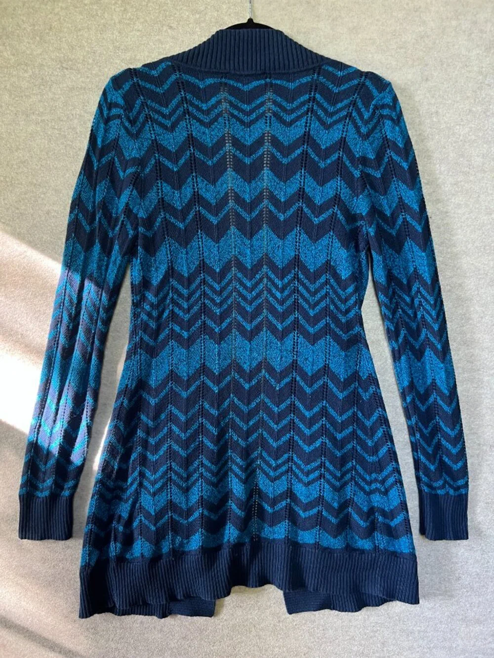 Missoni For Target Knit Chevron Open Cardigan, Blue and Navy, Size M - Picture 4 of 6